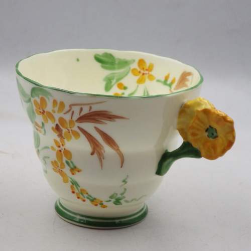 Radfords Crown China 1930s Flower Handle Cabinet Teacup & Saucer image-3