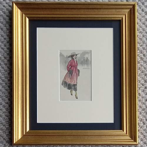 Early 20th Century Framed Original Postcard Signed by Achille Mauzan image-1