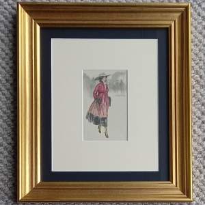 Early 20th Century Framed Original Postcard Signed by Achille Mauzan