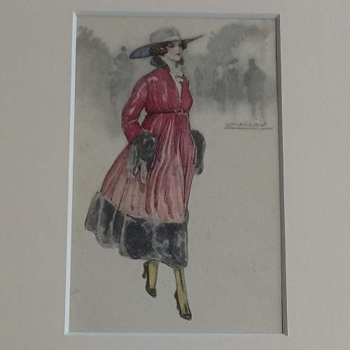 Early 20th Century Framed Original Postcard Signed by Achille Mauzan image-3