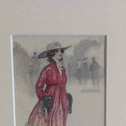 Early 20th Century Framed Original Postcard Signed by Achille Mauzan image-5